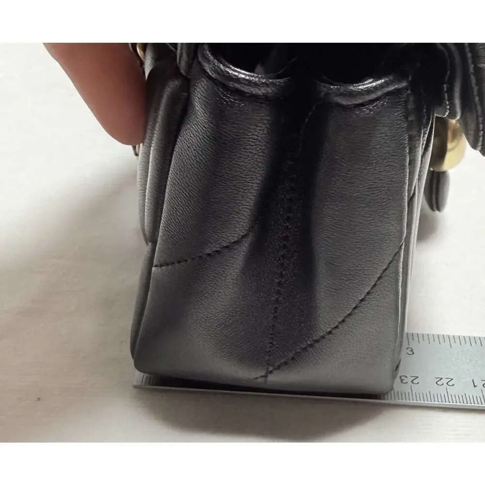 Coach Black Quilted Tabby 20 Shoulder Bag Gold Chain Strap Loose Thread See Pic